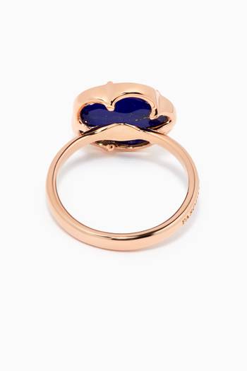 hover state of Petit Jolie Ring with Rock Crystal, Lapis Lazuli & Diamond in 18kt Rose Gold   