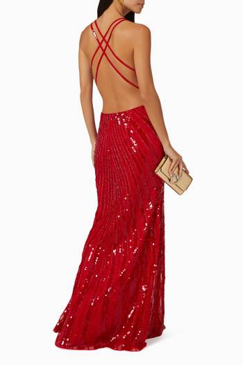 hover state of Open Back Gown in Sequin