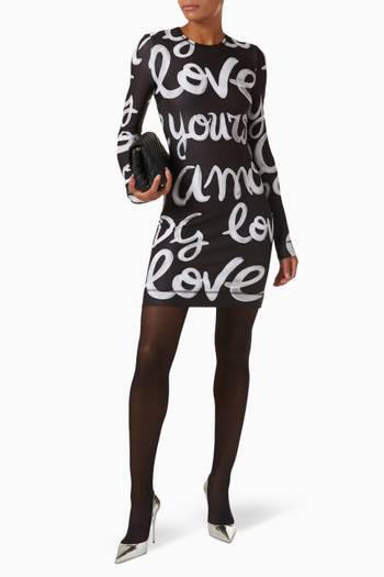 hover state of Power Graffiti Logo-print Dress in Jersey