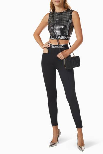 hover state of Logo Band Crop Top in Sequin