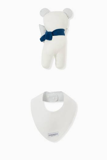 hover state of Bib & Toy Bear Set in Cotton