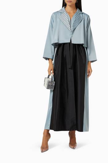 hover state of Two Tone Coat Abaya in Crepe 