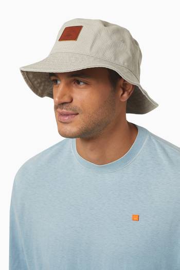 hover state of Leather-patch Bucket Hat in Organic Cotton