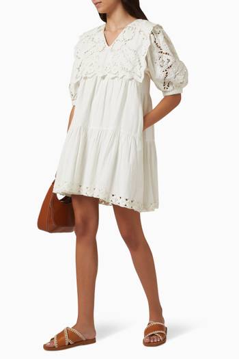 hover state of Anita Eyelet Mini Dress in Cotton-linen