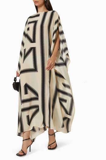 hover state of Renzo Scarf Maxi Dress in Silk Crepe de Chine 