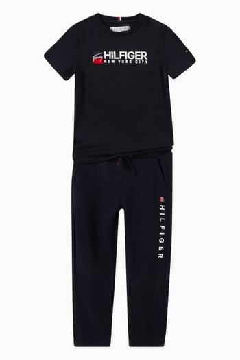 hover state of Logo Drawstring Sweatpants in Cotton & Polyester