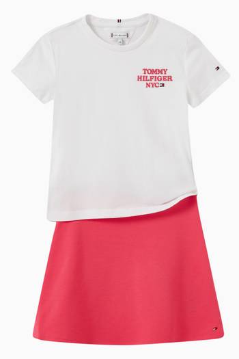 hover state of Logo Tape Waistband Mini Skirt in Nylon
