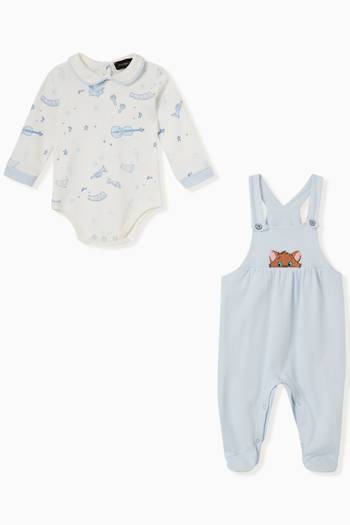hover state of Cat Print Jumpsuit Set in Cotton