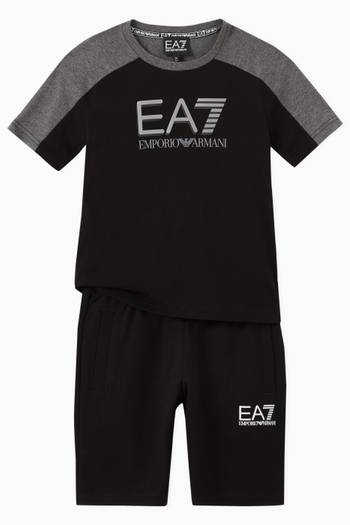 hover state of Contrast EA7 Logo Print T-shirt in Cotton