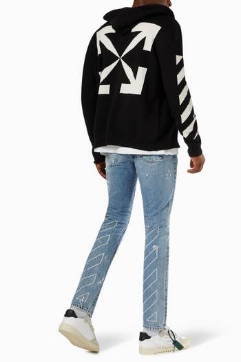 hover state of Diagonal Arrows Zip Hoodie in Cotton Blend Knit       