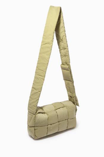 hover state of Medium Casette Crossbody Bag in Intreccio Padded Nylon