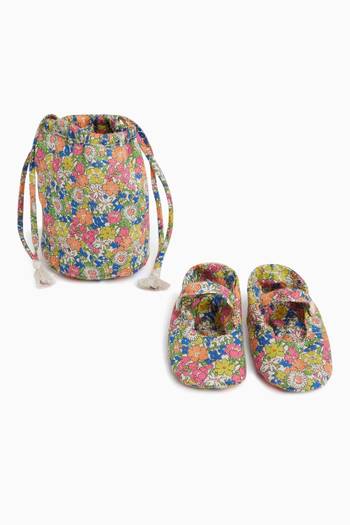 hover state of Floral Crib Shoes in Organic Cotton 