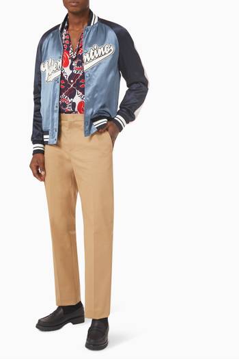 hover state of Embroidered Valentino Patch Bomber Jacket in Viscose & Cotton