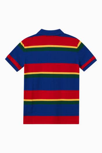 hover state of Striped Logo Polo T-shirt in Cotton