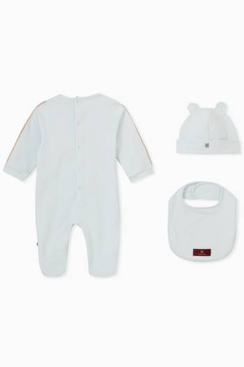 hover state of Bear Print Overalls Set in Cotton 