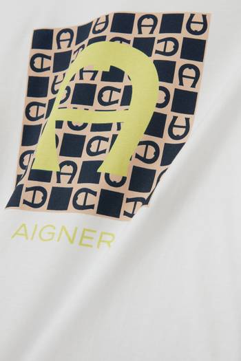 hover state of Contrast Square Logo Print T-shirt in Cotton