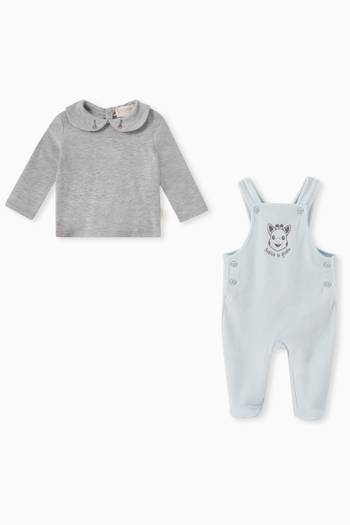 hover state of Embroidered Logo Top & Romper Set in Cotton  