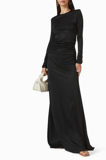 hover state of Occult Ruched Maxi Dress in ENKA®  Viscose  