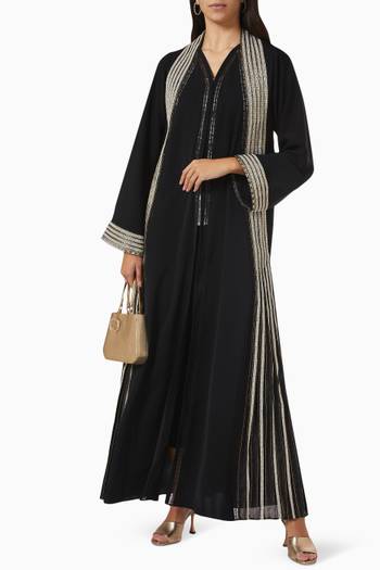 hover state of Geometric Embroidered Abaya in Crepe   