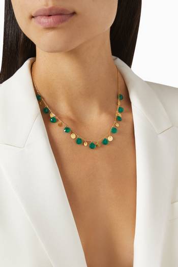 hover state of Coin Green Onyx Drop Necklace in 18kt Yellow Gold 