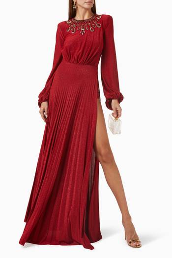 hover state of Stone Embellished Dress in Lurex Jersey