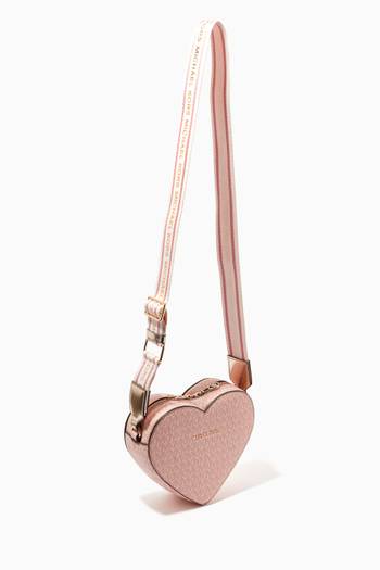 hover state of Heart Logo Shoulder Bag in Faux Leather