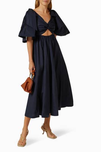 hover state of Hollie Cut-out Midi Dress in Cotton Poplin