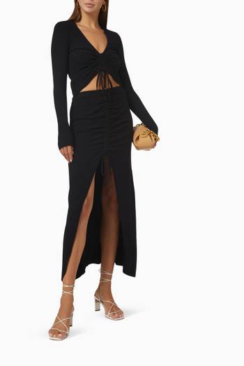 hover state of Alloy Gathered Maxi Skirt in Ribbed Viscose Jersey