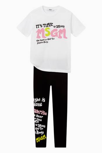 hover state of Text Print Leggings in Cotton