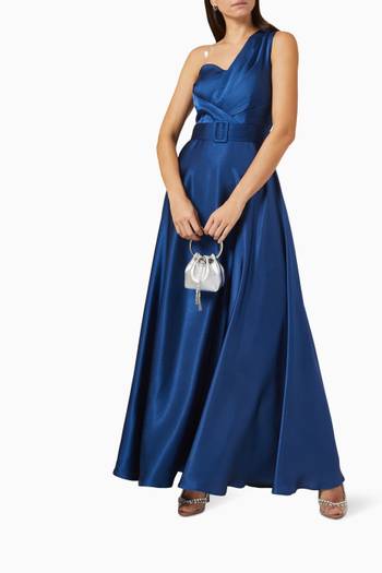hover state of One-shoulder Dress in Satin
