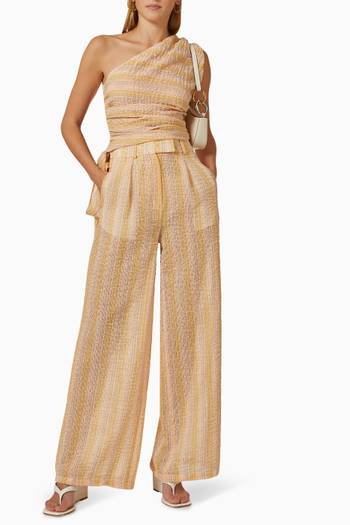hover state of Wide-leg Pants in Striped Cotton Blend