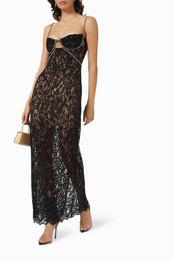 hover state of Crystal-embellished Maxi Dress in Lace