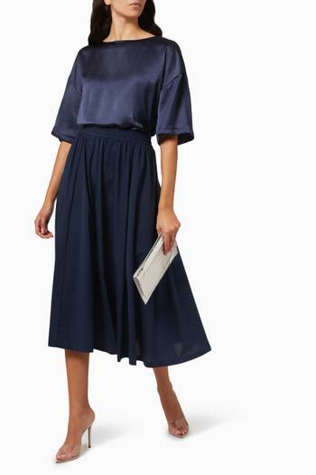 hover state of Midi Dress in Satin & Cotton Jersey
