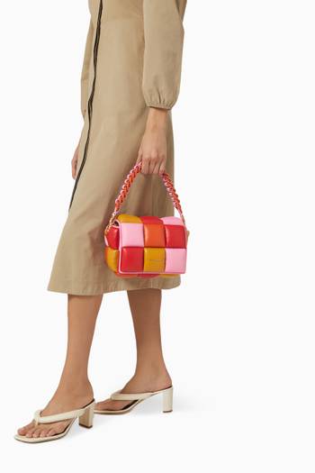 hover state of Large Rubix Crossbody Bag in Quilted Leather
