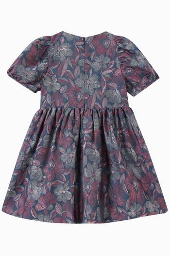 hover state of Puff Sleeves Dress in Jacquard