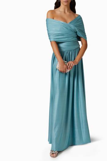hover state of Ecstacy Pleated Maxi Dress in Jersey