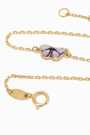 hover state of Lydia Tiny Butterfly Enamel Bracelet in 18kt Yellow Gold