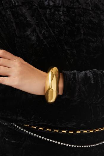 hover state of Organic Arty Oversized Cuff Bracelet in Brass