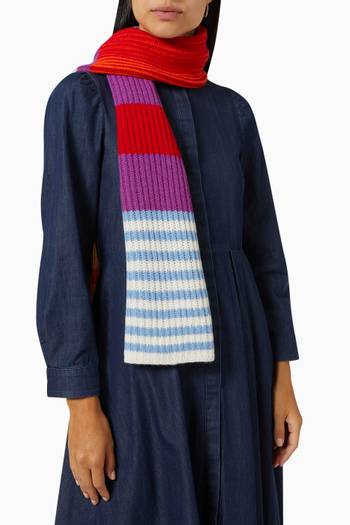hover state of Abete Striped Scarf in Ribbed-knit
