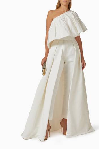 hover state of Irena Jumpsuit with Overskirt in Silk Faille