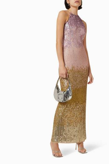 hover state of Ombre Halterneck Maxi Dress in Sequin