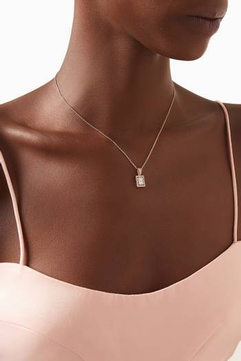 hover state of Rectangular Crystal Pendant Necklace in Sterling Silver