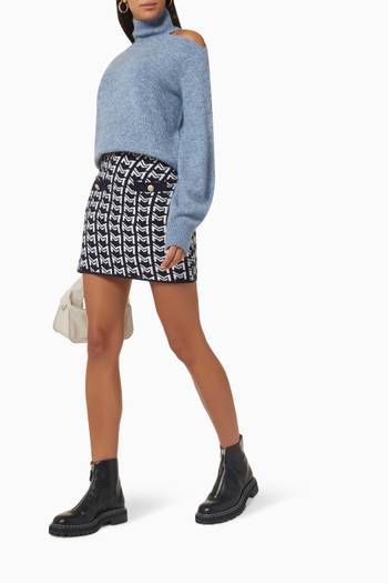 hover state of Cut-out Turtleneck Sweater in Fluffy Stretch-knit