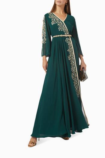 hover state of Moroccan Maxi Kaftan in Soft Crepe