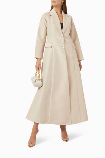 hover state of Long Sleeve Coat in Satin