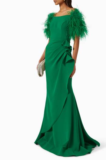 hover state of Feather-sleeve Maxi Dress