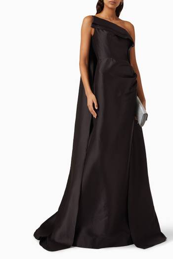 hover state of One-shoulder Maxi Cape Dress