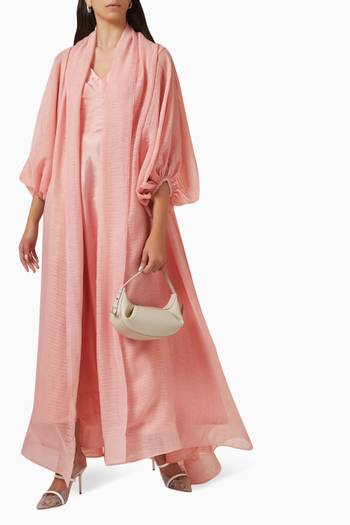 hover state of Three-piece Abaya Set in Linen