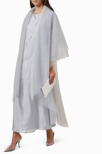 hover state of Three-piece Abaya Set in Tulle