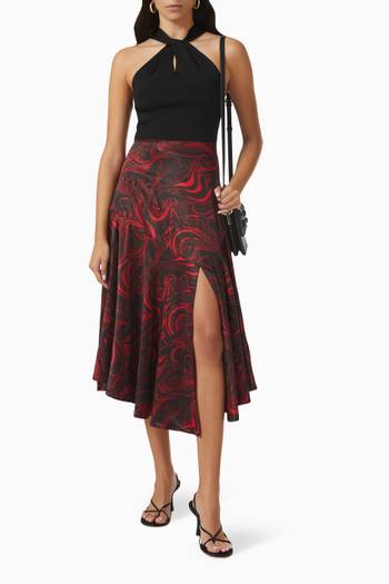 hover state of Rosieo Twist Midi Dress in Viscose Knit & Satin